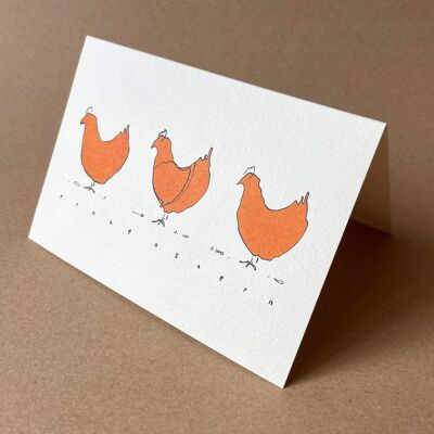 50 easter cards: three chickens + happy easter
