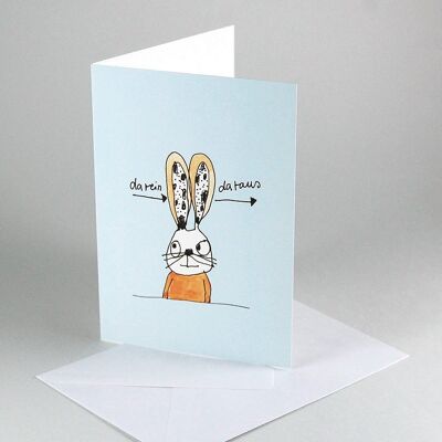 100 greeting cards with envelopes: bunny + in there -> out there ->