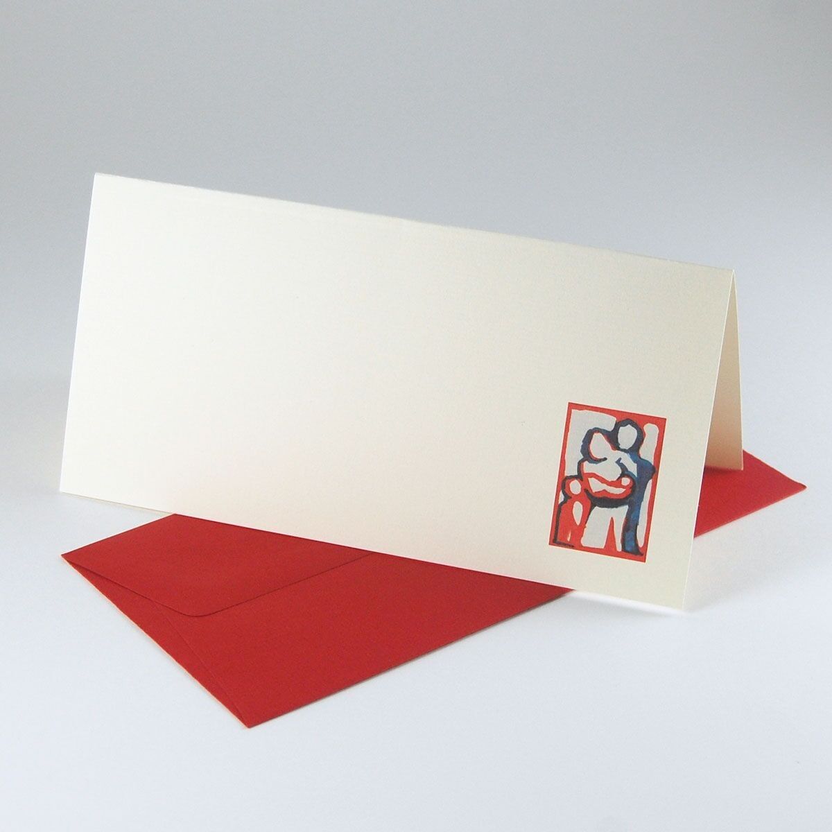 Lot de 10 faire-part de naissance avec enveloppes rouges : couple avec enfant et bébé