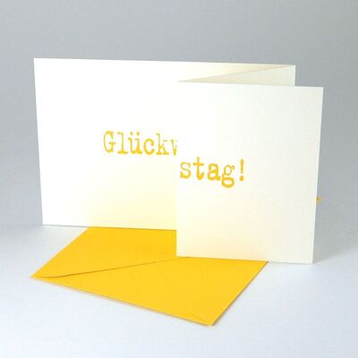 10 cartes de vœux avec enveloppes jaunes : jour de chance !