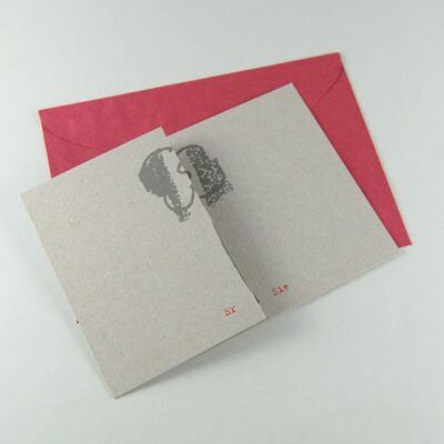 10 recycled birth cards: He - She - It (with red envelope)