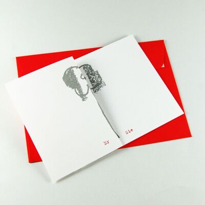 10 cartes de naissance avec enveloppes rouge clair : He She It
