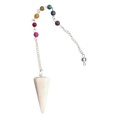 Pendulum with 7 Chakra Beaded Chain, White Agate