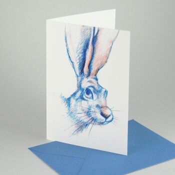 10 cartes de vœux avec enveloppes bleues : lapin 1