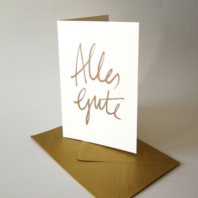 10 cartes de vœux recyclées avec enveloppes dorées : chance (tableau gris)