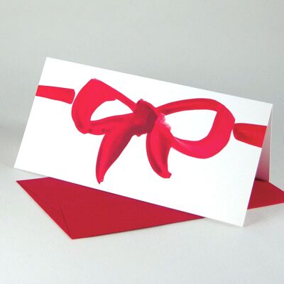 10 Karten mit roten Umschlägen: für Glückwünsche und Gutscheine: rote Schleife