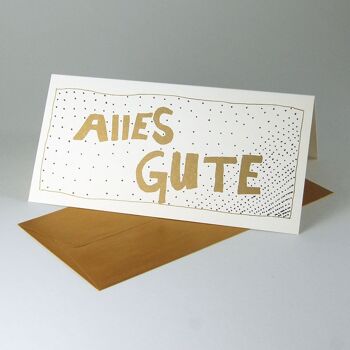 10 cartes de vœux recyclées avec enveloppes dorées : Bonne chance 1
