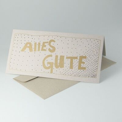 Bonne chance - 10 cartes de vœux grises avec enveloppes