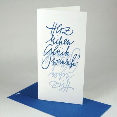 10 cartes recyclées avec enveloppes bleues : Félicitations !