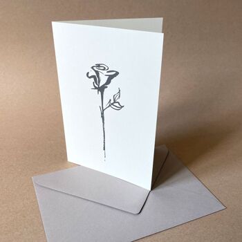 10 nécrologies « Rose » avec intérieur pré-imprimé (avec enveloppes grises) 1