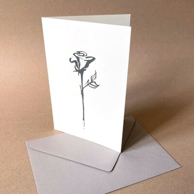 Lot de 10 cartes de deuil recyclées blanches avec enveloppes grises : Rose