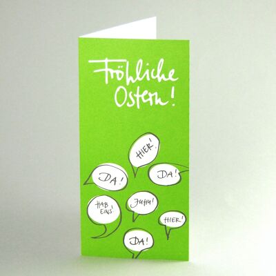 10 green Easter cards with envelopes: egg hunts on Easter morning
