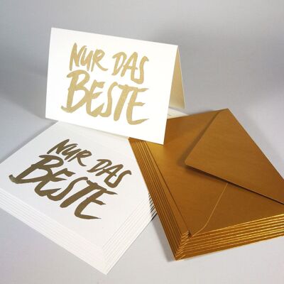10 recycled cards with golden envelopes: only the best