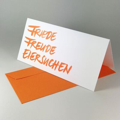 10 Easter cards with orange envelopes: Peace, Joy, Egg Hunt