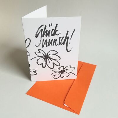 10 recycled greeting cards with orange envelopes