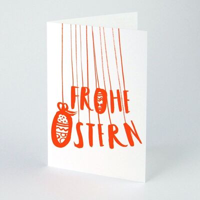 100 Easter cards with orange handlettering: Happy Easter