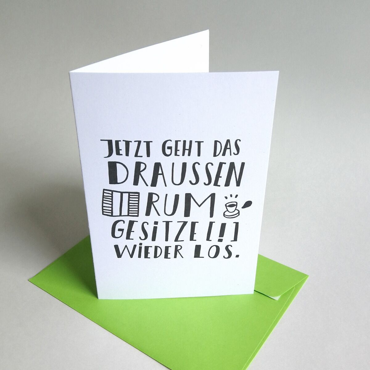 Set di 100 biglietti d'auguri riciclati con buste: Seduti all'aperto