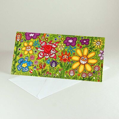 10 cartoon greeting cards with envelopes: Flower Power