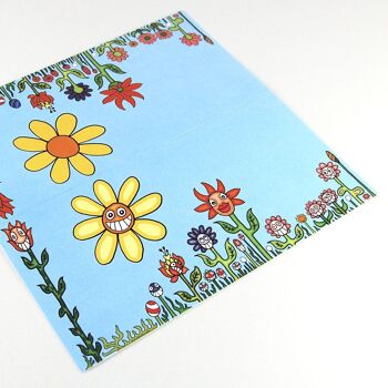 10 cartes de vœux dessin animé avec enveloppes jaunes : fleurs souriantes et soleil 2