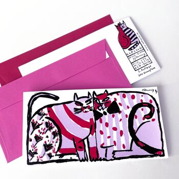 10 cartes sérigraphiées élégantes avec enveloppes colorées : chats 2