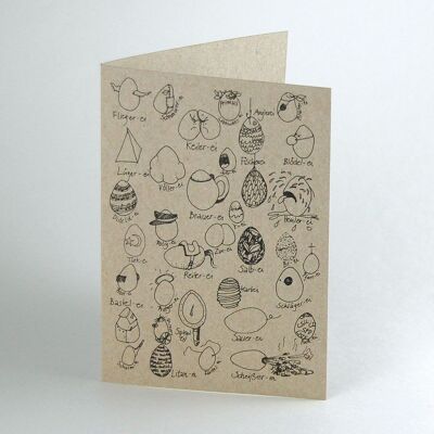 10 cartes de Pâques grises avec enveloppes : œuf de pilote, œuf artisanal, œuf de brasseur