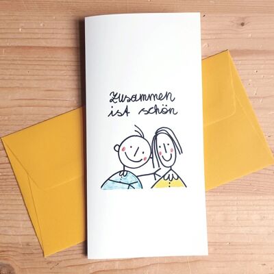 10 funny greeting cards with yellow envelopes: together is beautiful