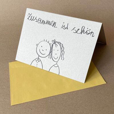 10 gray cardboard cards with envelopes: Together is beautiful