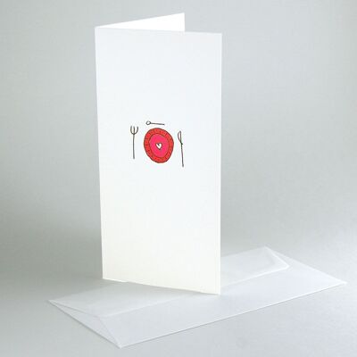 10 invitation cards with envelopes: plates with cutlery
