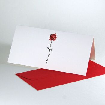 10 cartons d'invitation avec enveloppes rouges : une rose 1