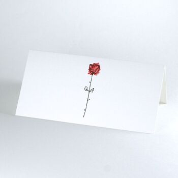 10 cartons d'invitation avec enveloppes rouges : une rose 2