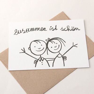 10 funny recycled postcards with envelopes: Together is beautiful