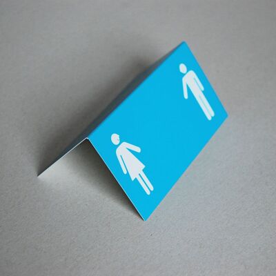 turquoise place card: man and woman