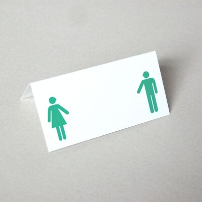 Marque-place vert imprimé : homme et femme