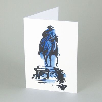 100 cartes de vœux berlinoises sans enveloppes : Frédéric le Grand (impression bleue)
