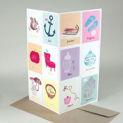 10 recycling cards with envelopes: 12 months