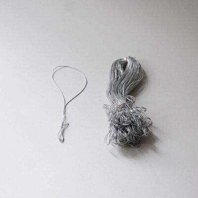 100 elastic silver cords, 15 cm