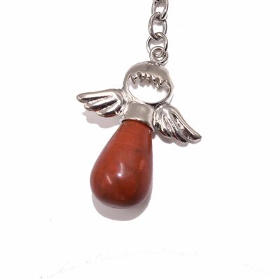 Keychain guardian angel with red jasper