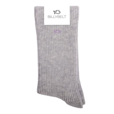 Heather gray wool socks with angora