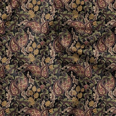 Tessuto di lino tagliato a misura o metro Tessuto di lino stampa Paisley vittoriano per biancheria da letto, tende, abiti, abbigliamento, tovaglie e fodere per cuscini
