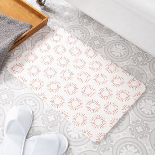 Sun Pattern White Stone Non Slip Bath Mat