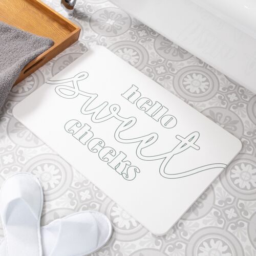 Hello Sweet Cheeks White Stone Non Slip Bath Mat