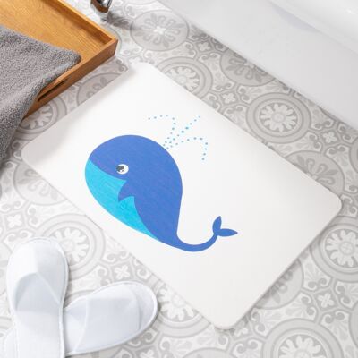 Whale White Stone Non Slip Bath Mat