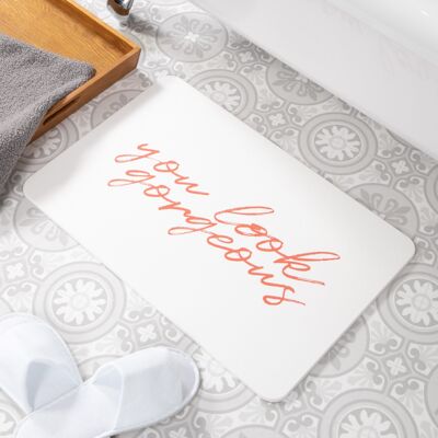 You Look Gorgeous White Stone Non Slip Bath Mat