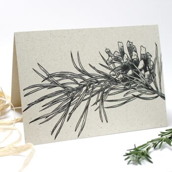 Carte pliée en papier d'herbe, branche de pin 3