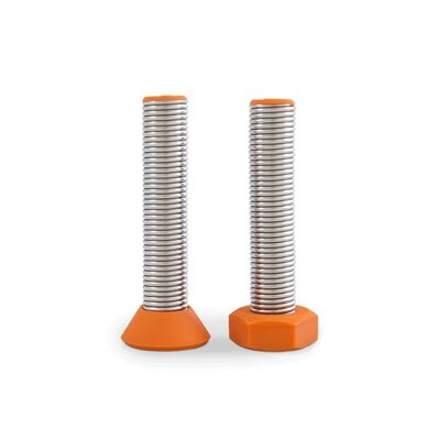 "Pliez-la !" Set de 2 salières & poivrières couleur, bouchons silicone orange