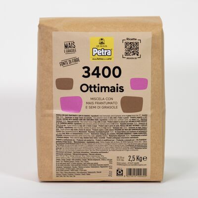 PETRA 3400 Ottimais - Miscela di farina di mais e semi di girasole tostati 2,5 Kg