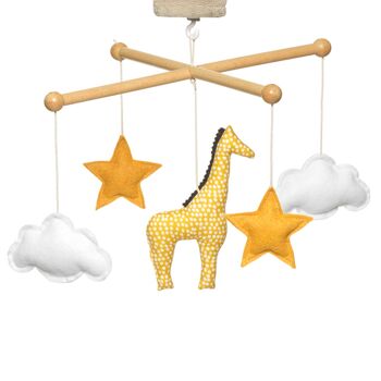 Mobile musical bois Girafe jaune 2
