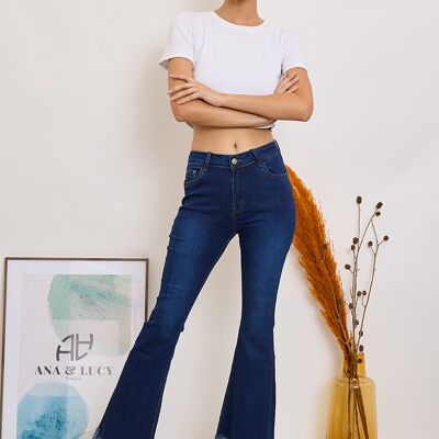 "Viviane" Flare Jeans - Frayed Hem 1