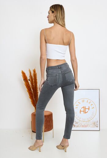 Pantalon Push-up Slim "Lucie" - GRIS FONCÉ 3