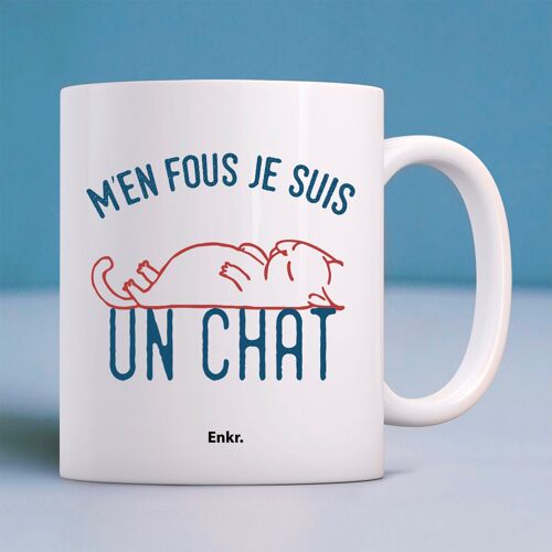 Mug blanc m'en fous je suis un chat